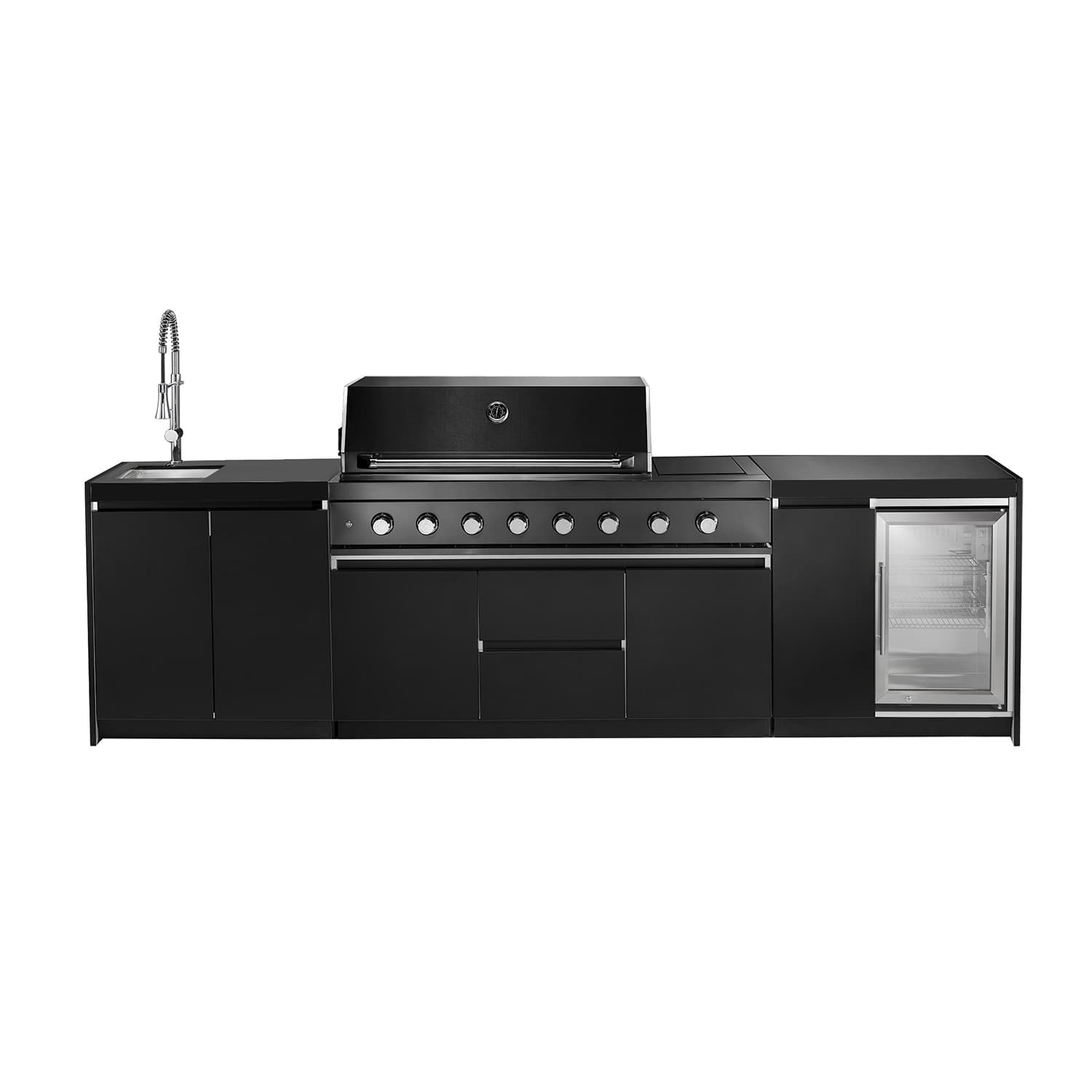 Aspire 6 Burner Outdoor Kitchen With Single Door Fridge & Sink (LPG Gas)