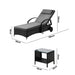 2pcs Wheeled Sun Loungers with Table Outdoor Set Black