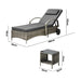 2pcs Wheeled Sun Loungers with Table Outdoor Set Grey
