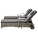 2pcs Wheeled Sun Loungers with Table Outdoor Set Grey