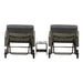 2pcs Wheeled Sun Loungers with Table Outdoor Set Grey