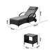 Grey and Black Wheeled Sun Lounger and Table Patio Set