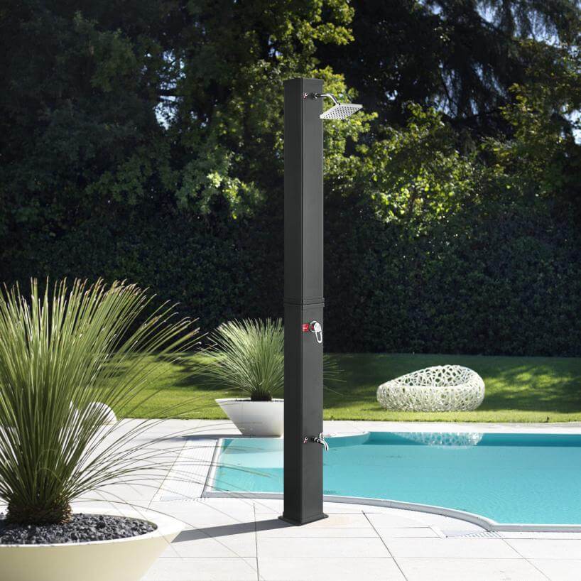 Modern Freestanding Outdoor Shower - Solar Heated - 40L